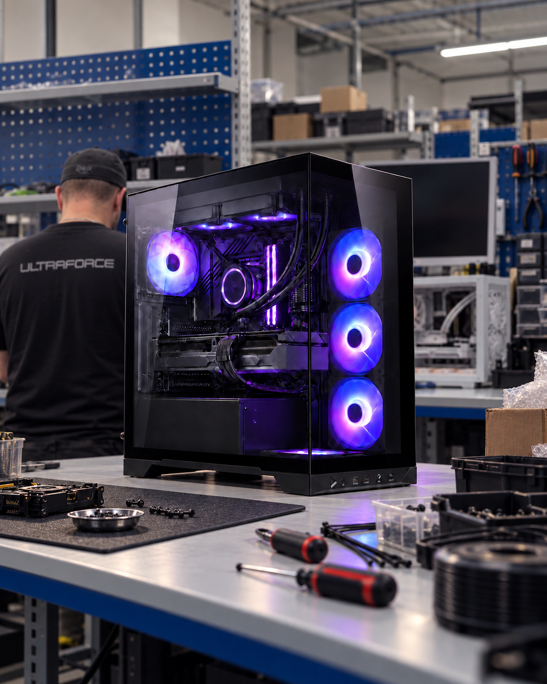 Ultraforce Gaming-PC an einem realen Montageplatz